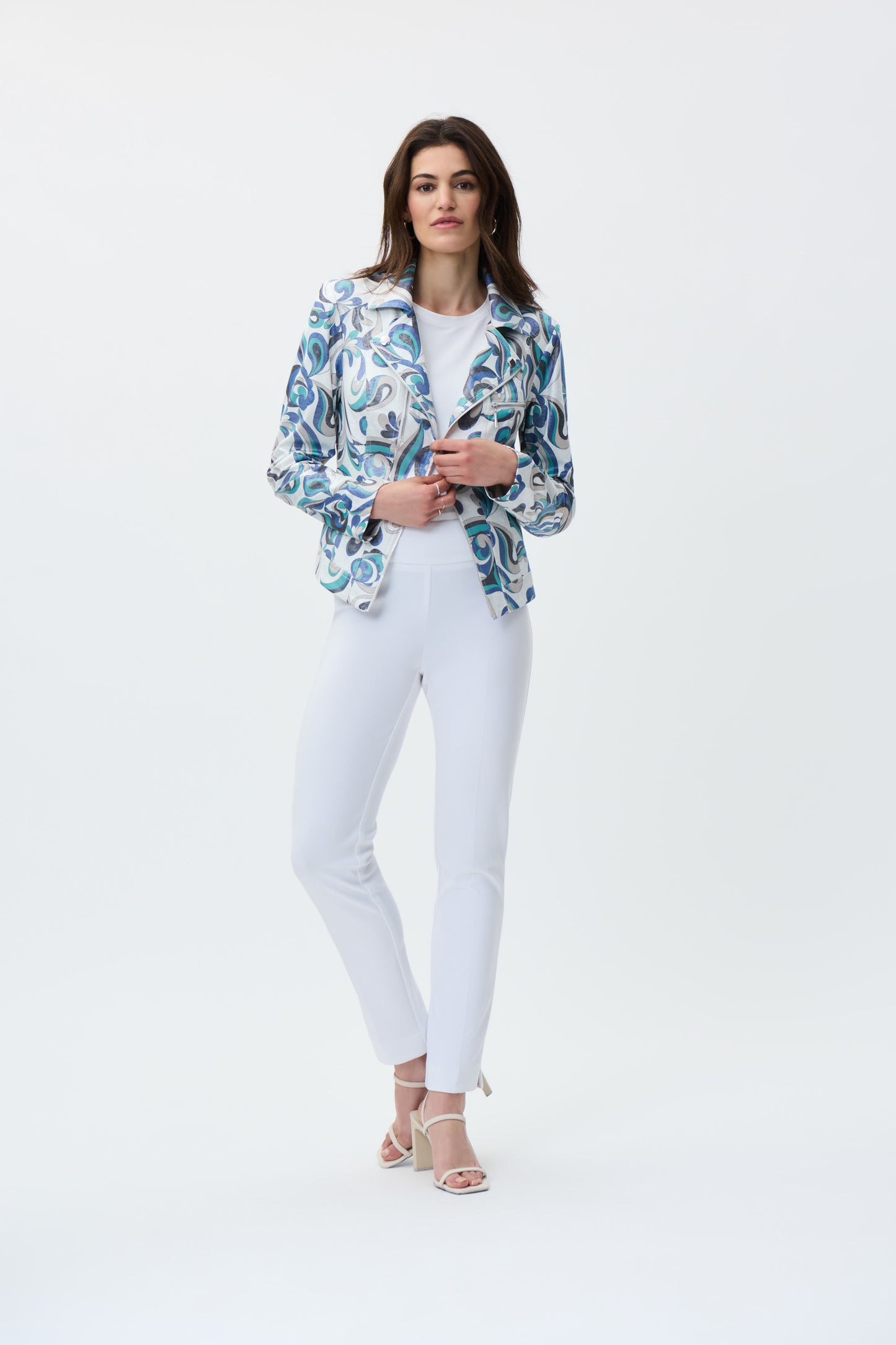Joseph Ribkoff Spring 2023 - Jacket- 231951 - Vanilla/Multi - The Coach Pyramids