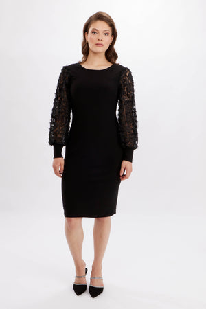 Frank Lyman Fall/Winter 2023 -234515-Knit Dress-Black - The Coach Pyramids