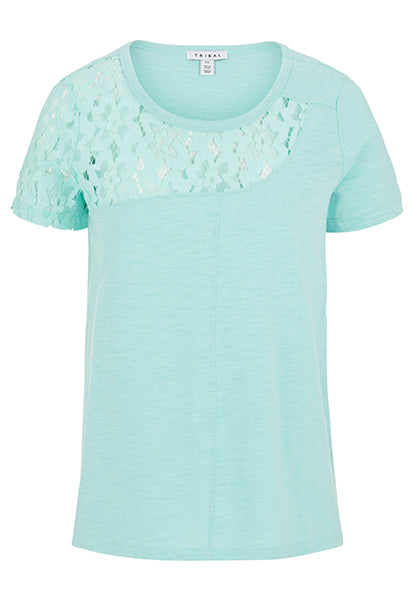 Tribal - Lace Insert T-Shirt - 3848O - The Coach Pyramids