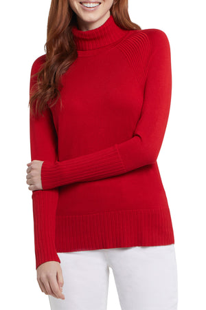 TRIBAL-4708O-Turtle-Neck-Sweater-Color-Poppy Red - The Coach Pyramids