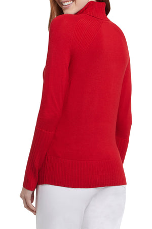 TRIBAL-4708O-Turtle-Neck-Sweater-Color-Poppy Red - The Coach Pyramids