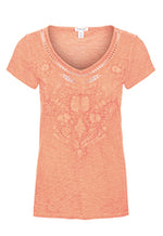 Tribal 6510O Embroidered V-Neck Top - Sunset - The Coach Pyramids