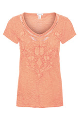 Tribal 6510O Embroidered V-Neck Top - Sunset - The Coach Pyramids