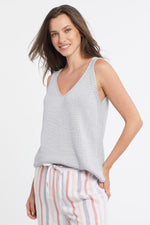 Tribal Knit Tank Top Sweater - 7348O - Blue Silver - The Coach Pyramids