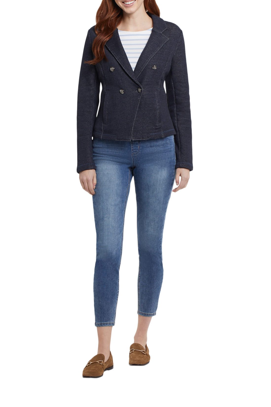 Tribal 7485O-Faux Double Breasted Blazer - Colour - Nautical - The Coach Pyramids