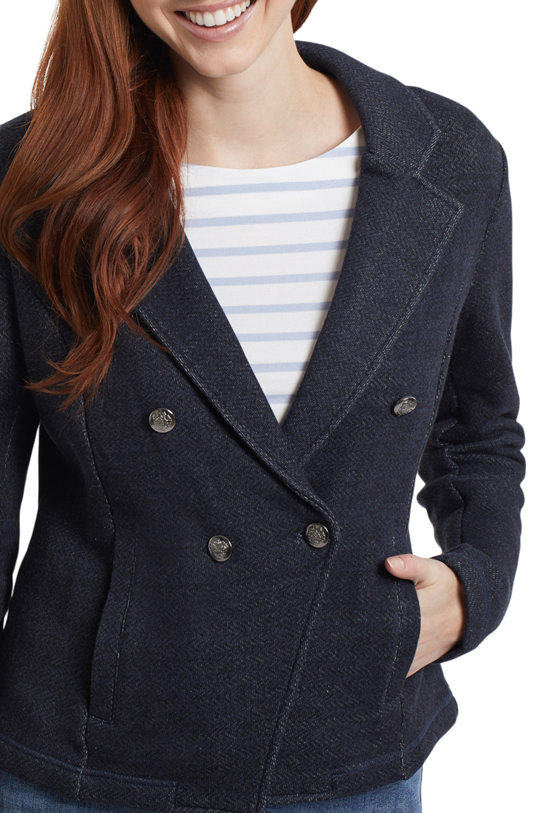 Tribal 7485O-Faux Double Breasted Blazer - Colour - Nautical - The Coach Pyramids