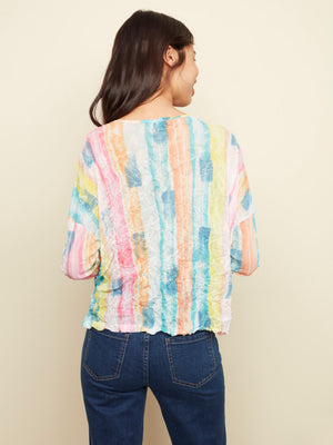 Charlie B Spring/Summer 2022 - Long Sleeve Top w/Side Slits - Multicolor - C1218RR - The Coach Pyramids