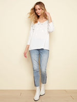 Charlie B Spring/Summer 2022 - V-Neck Knit Top - White - C1264R - The Coach Pyramids