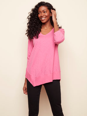 Charlie B Spring/Summer 2022 - Long Sleeve Tee - C1275 - Fucshia - The Coach Pyramids