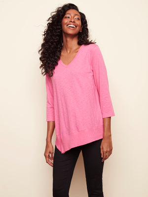 Charlie B Spring/Summer 2022 - Long Sleeve Tee - C1275 - Fucshia - The Coach Pyramids