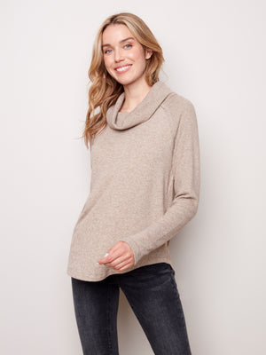 Charlie B - Ribbed Cowl Neck Sweater - C1280R - The Coach Pyramids