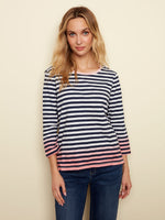 Copy of Charlie B Spring/Summer 2022 - Stripe Knit Top - C1293 - Navy/White - The Coach Pyramids