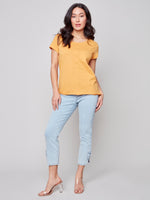 Charlie B Spring/Summer 2023-C1310PK-463B-Knit Top-Mango - The Coach Pyramids