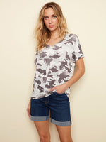 Charlie B Spring/Summer 2022- Printed Knit Top  - C1311 - Grey/Camo - The Coach Pyramids