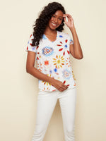 Charlie B Spring/Summer 2022- Printed Knit Top - C1312 -Multicolor - The Coach Pyramids