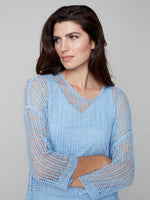 Charlie B Spring/Summer 2023- C2326RR-029B-Sweater-Cerulean - The Coach Pyramids