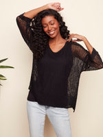 Charlie B Spring/Summer 2022 - Pointelle Crochet Sweater - Black - C2326R - The Coach Pyramids