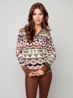 Geometric Pattern Fuzzy Sweater - C2393R - The Coach Pyramids