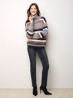 Stripe Cowl Neck Sweater - C2414 - The Coach Pyramids