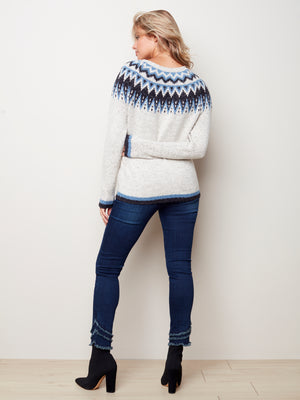 Jacquard Knit Crew Neck Sweater - C2428 - The Coach Pyramids