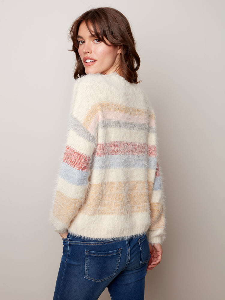 Stripe Hairy Yarn Sweater - C2434 - The Coach Pyramids