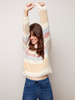 Stripe Hairy Yarn Sweater - C2434 - The Coach Pyramids