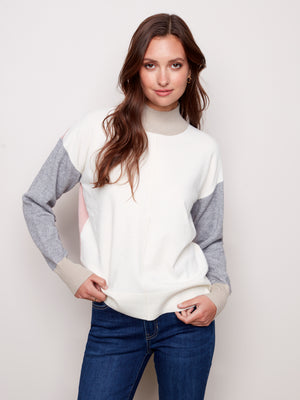 Colorblock Mock Neck Sweater - C2455 - The Coach Pyramids