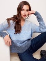 Fuzzy Stripe V-Neck Sweater - C2459 - The Coach Pyramids