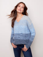 Fuzzy Stripe V-Neck Sweater - C2459 - The Coach Pyramids