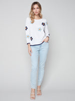 Charlie B Spring/Summer 2023 -C2501-261B-Sweater- White - The Coach Pyramids