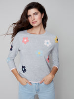 Charlie B Spring/Summer 2023-O2501-261B-Sweater-LT Grey - The Coach Pyramids