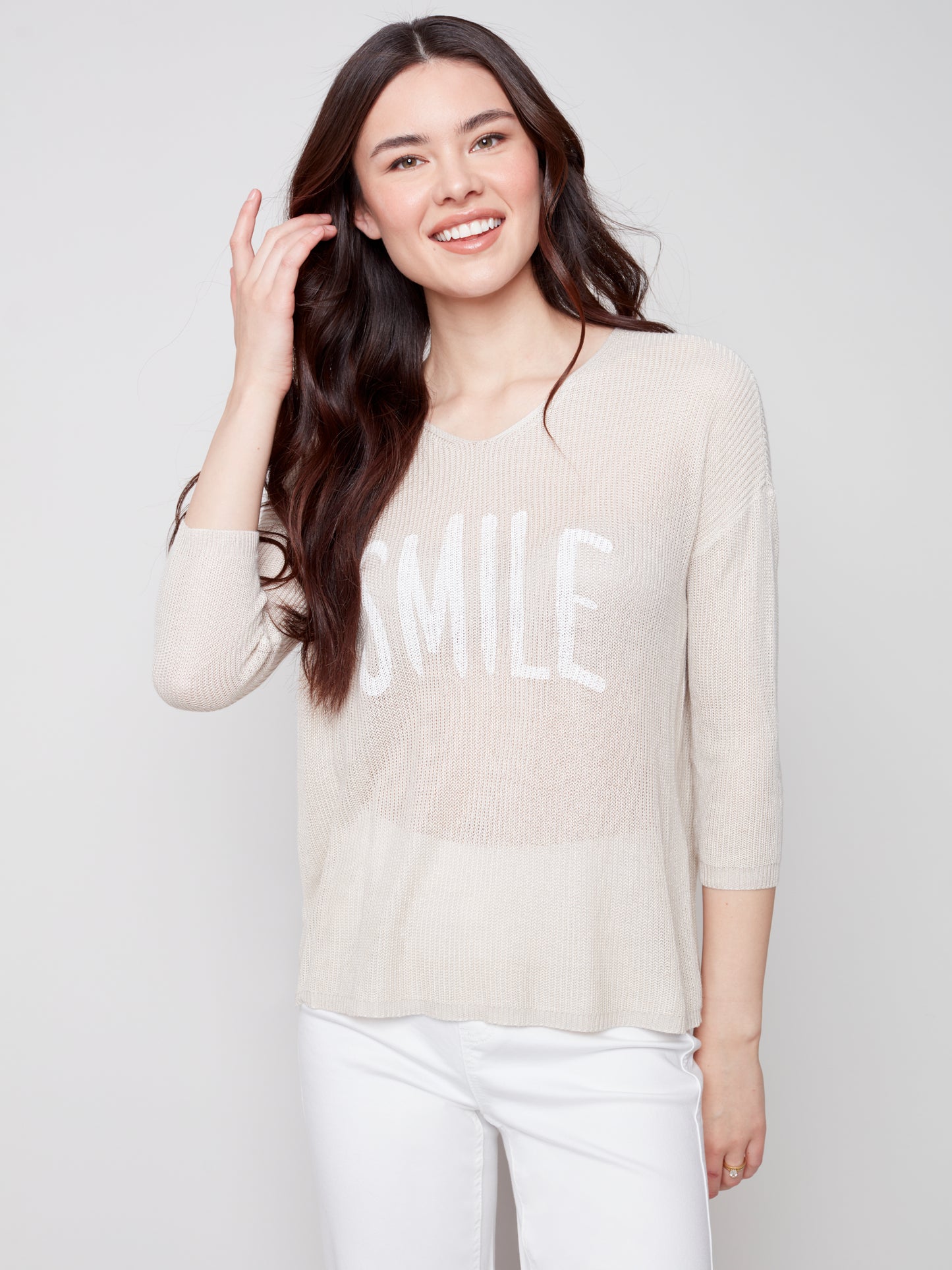 Charlie B Spring/Summer 2023-C2514-544B-Sweater -Natural - The Coach Pyramids