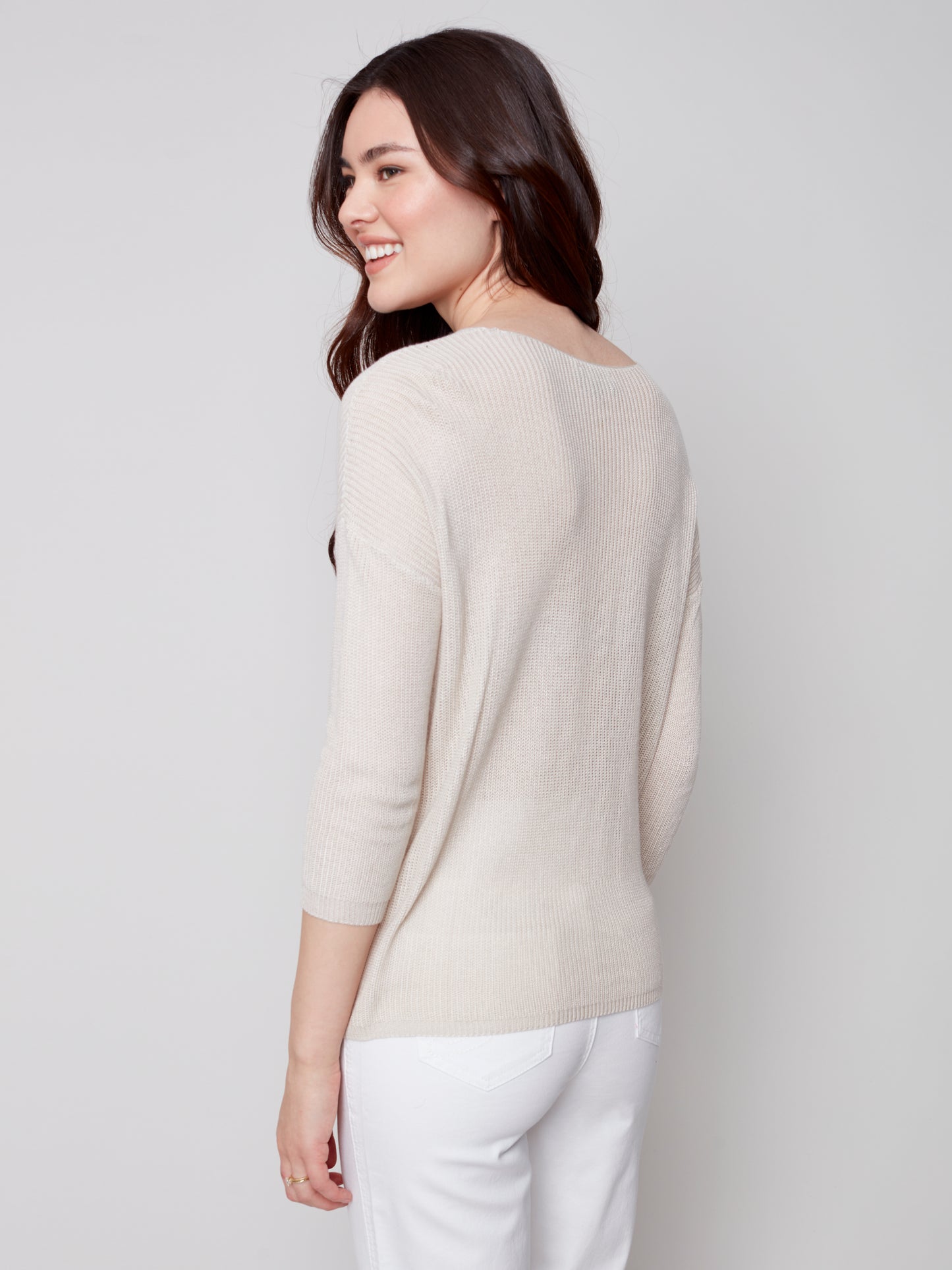 Charlie B Spring/Summer 2023-C2514-544B-Sweater -Natural - The Coach Pyramids