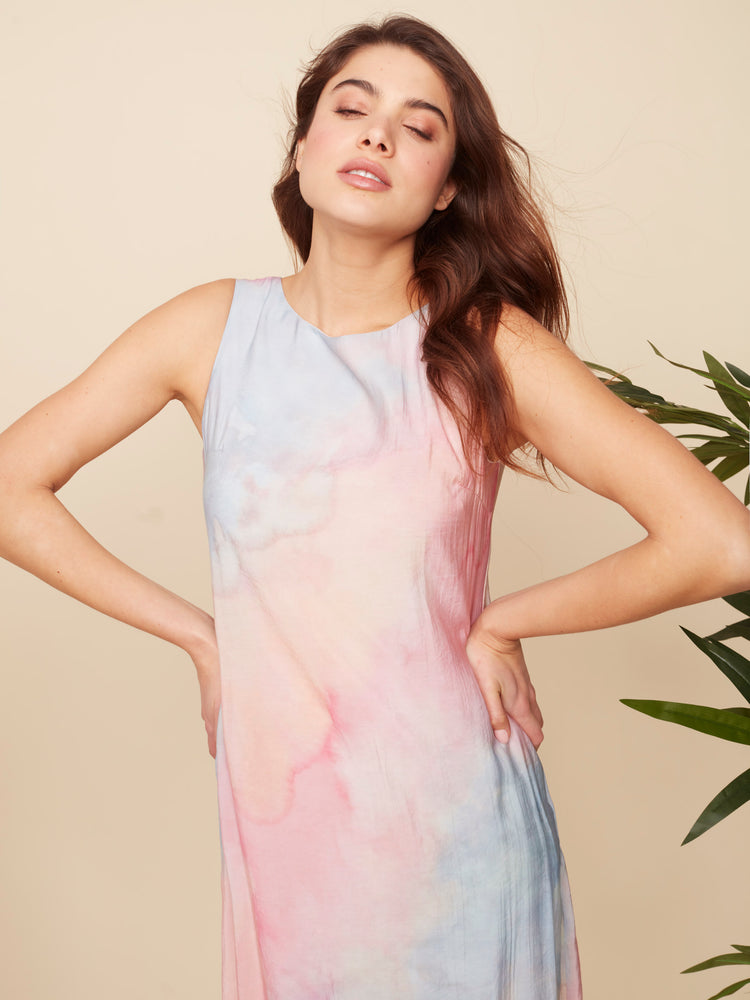 Charlie B Spring/Summer 2022- Printed Voile Trapese Dress - C3079 - Pastel - The Coach Pyramids