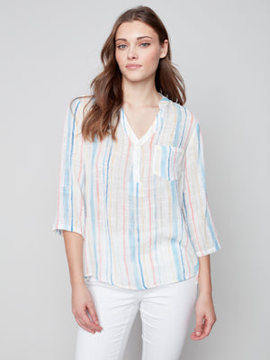 Charlie B Spring/Summer 2023-C4188Z-274C-Blouse-Stripes - The Coach Pyramids