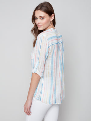 Charlie B Spring/Summer 2023-C4188Z-274C-Blouse-Stripes - The Coach Pyramids