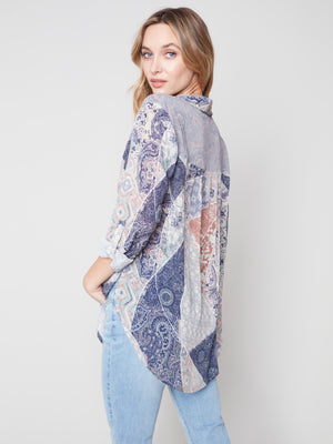 Charlie B Spring/Summer 2023-C4308Y-782A-Blouse -Navy - The Coach Pyramids