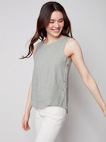 Charlie B Spring/Summer 2023- Linen Top-C4425R-035B-Celadon - The Coach Pyramids