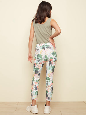 Charlie B Spring/Summer 2022 - Printed Crinkle Bengaline Jogger - Tropical - C5219RR - The Coach Pyramids