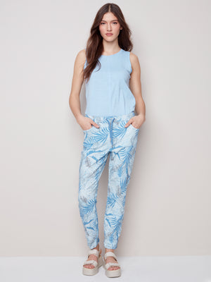 Charlie B Spring/Summer 2023-C5219Y-849A- Jogger Pant-Blue Leaf - The Coach Pyramids