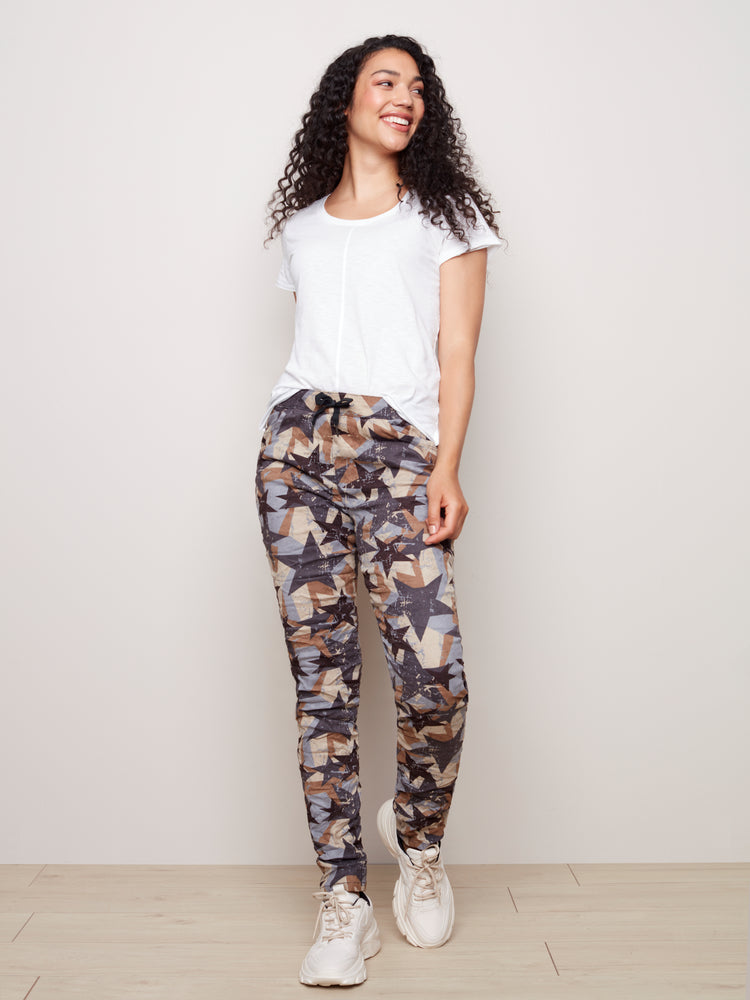 Printed Suede Crinkle Pull On Pant - C5226R - The Coach Pyramids
