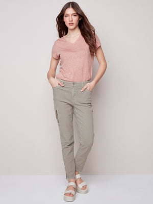 Charlie B  Spring/Summer 2023- Cargo Pant-5249RR-094B-Celadon - The Coach Pyramids