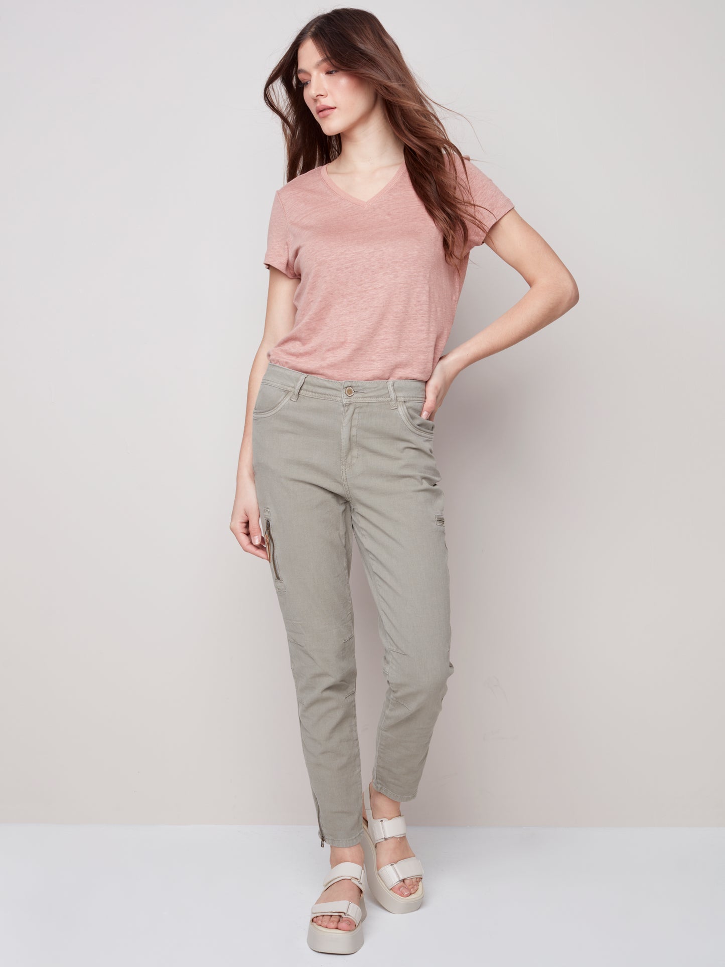 Charlie B Spring/Summer 2023 -C5249RR-094B -Cargo Pant -Celadon - The Coach Pyramids