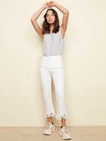 Charlie B Spring/Summer 2022 - Wide Leg Fringed Hem Jean - White - C5277R - The Coach Pyramids