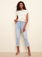 Charlie B Spring/Summer 2022 - Stretch Denim Pant w/Bow - Lt. Blue  - C5333 - The Coach Pyramids