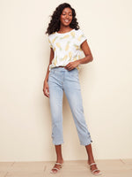 Charlie B Spring/Summer 2022 - Stretch Denim Pant w/Bow - Lt. Blue  - C5333 - The Coach Pyramids