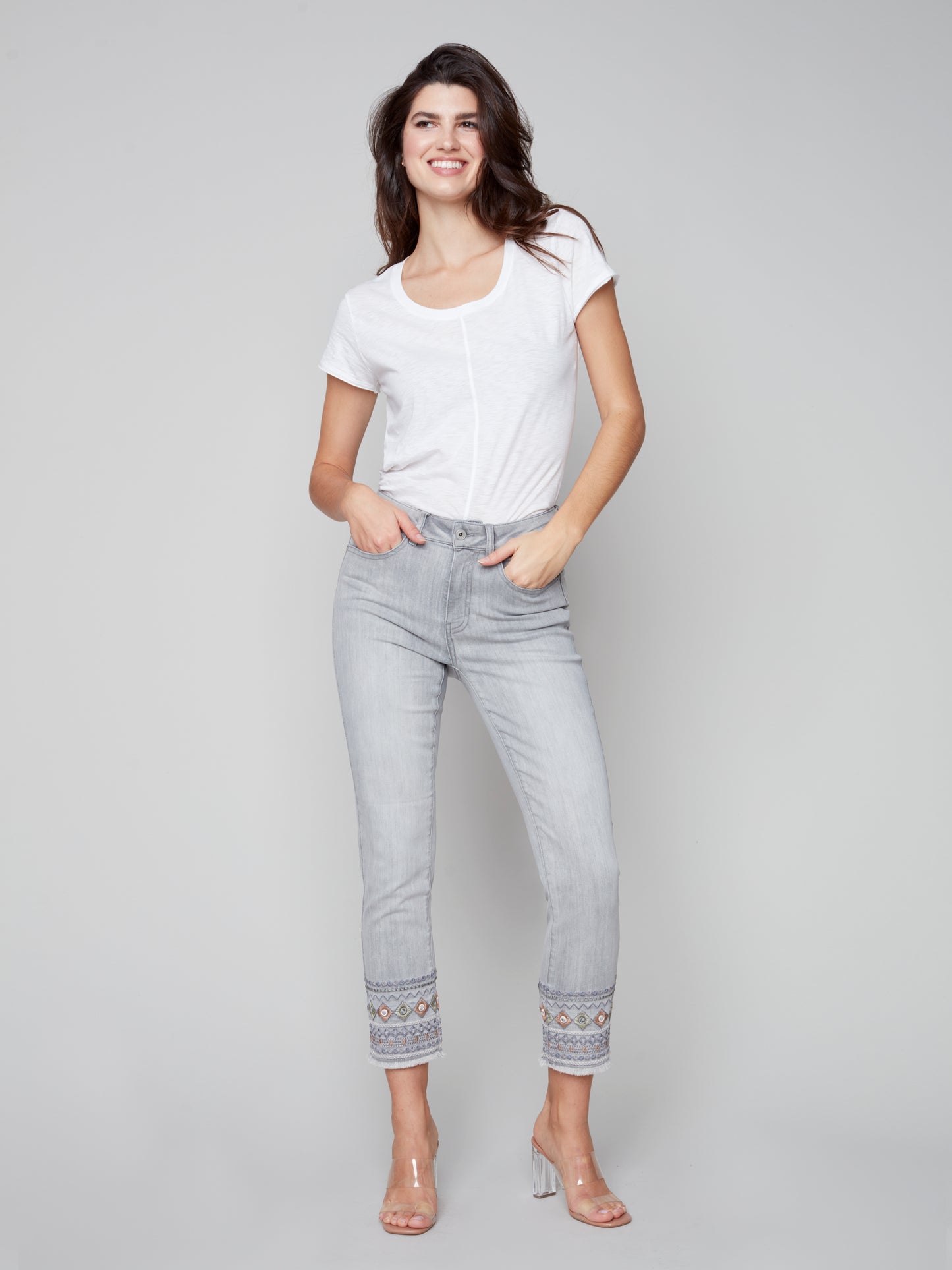 Charlie B Spring/Summer 2023-C5345R-551A -Denim Pant -Soft Grey - The Coach Pyramids