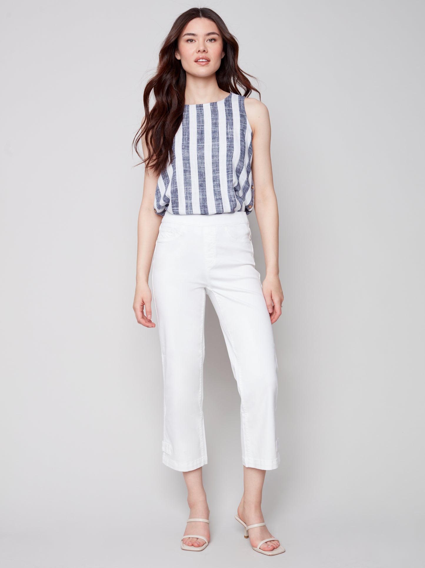 Charlie B Spring/Summer 2023- C5404-618A- Twill Pant -White - The Coach Pyramids