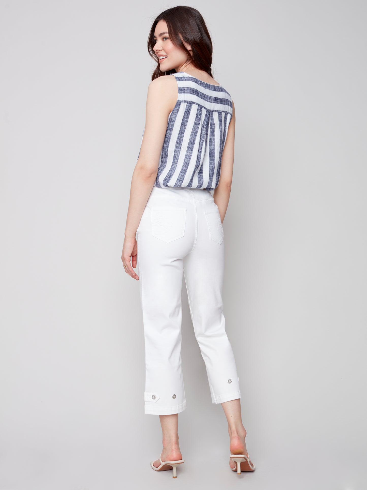 Charlie B Spring/Summer 2023- C5404-618A- Twill Pant -White - The Coach Pyramids