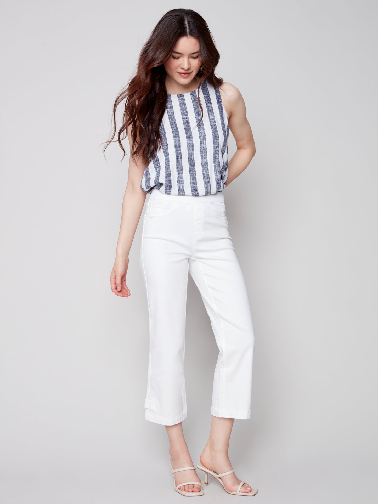 Charlie B Spring/Summer 2023- C5404-618A- Twill Pant -White - The Coach Pyramids